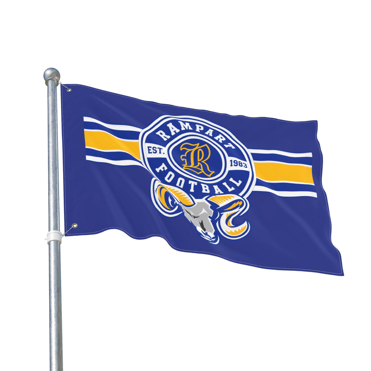 Rampart Football Double-Sided Team Flag – Blue & Gold Rams Banner